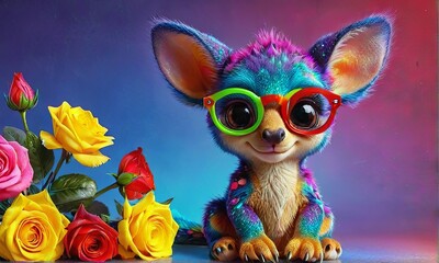  Colorful Fox with Bright Glasses