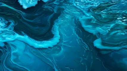 Poster - Flowing abstract liquid background in vibrant blue tones creating wavy patterns and textures