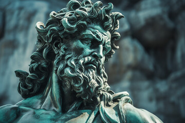 Wall Mural - Generated with AI image of statue of an ancient god greek or roman hero