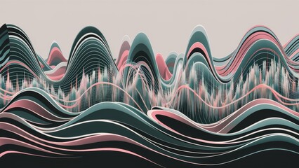 Poster - Wave Function Series: Abstract Pattern of Oscillating Frequency Waves for Science, Education, and Research Themes.