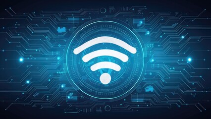 Poster - wireless network security: protecting user data with wifi encryption. conceptual technology illustra