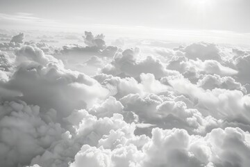 aerial view of dense clouds illuminated by sunlight