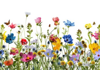 Canvas Print - Vibrant Wildflowers and Butterflies