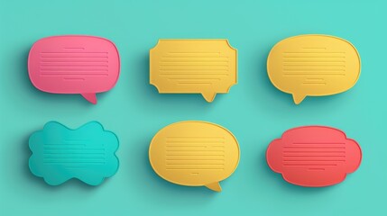 Poster - Four colorful speech bubbles on a blue background, great for illustrations and design