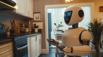 Humanoid robot performing daily tasks in a home, showcasing AI integration in everyday life