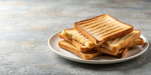 Toasted bread slices on a plate with background, toast, breakfast, food, crispy, delicious, plate, kitchen, snack, meal