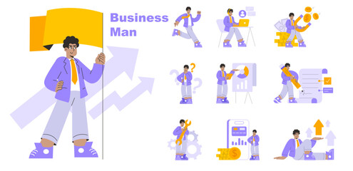 Poster - Businessman. Flat Vector Illustration