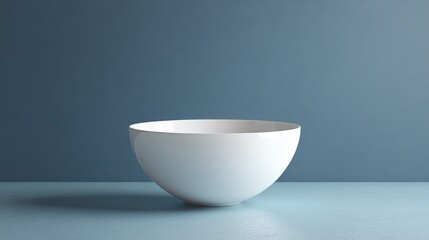 Poster - A white bowl sits on a blue countertop