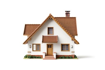 Poster - A detailed 3D model of a house on a clean white surface, ideal for architectural and design concepts