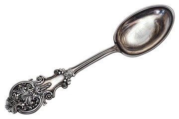 Poster - A silver spoon on a simple white background