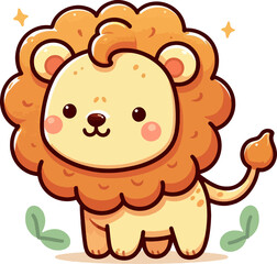 Sticker - cute cartoon smiling lion