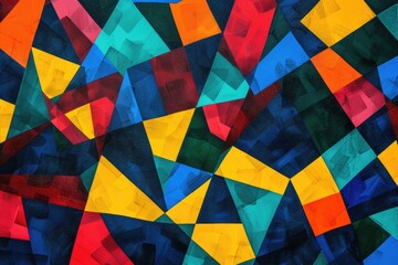 Poster - A vibrant and colorful design featuring interconnected triangles in various hues