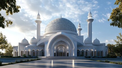 Poster - 3D rendering of a dome structure in a mosque design