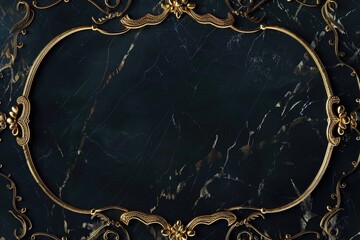 Aufkleber - A luxurious gold frame sits atop a sleek black marble surface, perfect for framing art or displaying collectibles