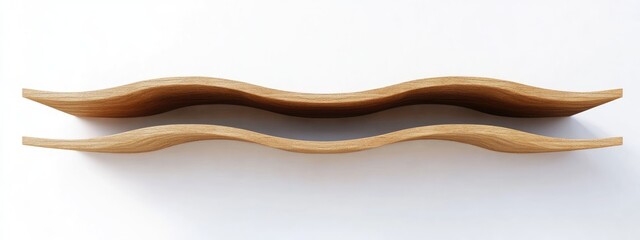 Poster - 3D rendering of wooden shelves isolated on a white background