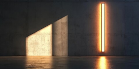 Poster - 3D rendering of a glowing wall lamp in an interior space