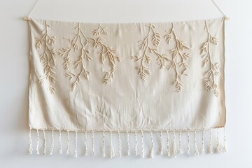 Poster - A decorative piece featuring a white cloth and tassels, suitable for home decor or event use