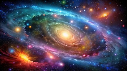 Wall Mural - A stunning visualization of outer space with colorful galaxies and stars, galaxies, stars, universe, cosmos