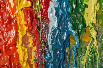 Wall Mural - A detailed view of a colorful rainbow made from paint