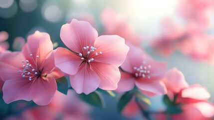 Leinwandbilder - 3D rendering of pink flowers