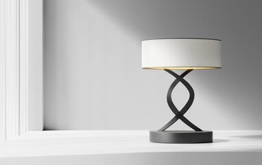 Poster - 3D rendering of a stylish table lamp on a white background