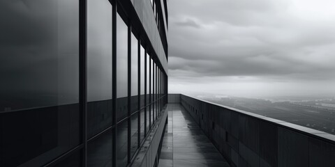 Poster - A black and white photo of a building