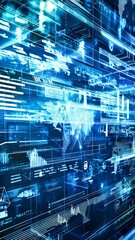 Poster - Global connections and data transfer concept background
