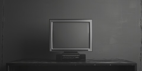 Poster - A television sitting on top of a wooden table, perfect for living room or office use
