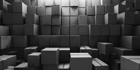 Aufkleber - Boxes stacked together on shelves or floor, suitable for warehouse, storage, or office use