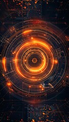 Poster - Abstract futuristic digital background with circular elements and glowing lights
