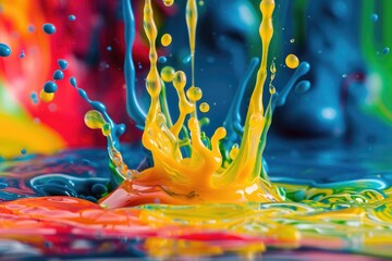 Aufkleber - A close-up shot of a vibrant liquid substance with varying hues and textures