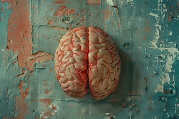 Poster - A close-up view of a brain on a wall, possibly in a laboratory or educational setting