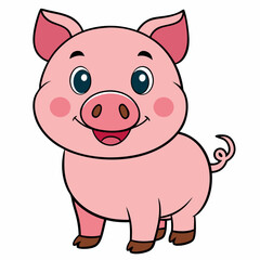 Sticker - cute piggy children illustration 