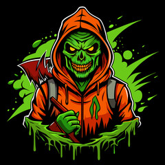 Sticker - Halloween horror text t-shirt design vector illustration 