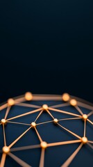 Poster - abstract geometric network of connected golden points on dark blue background - futuristic technolog