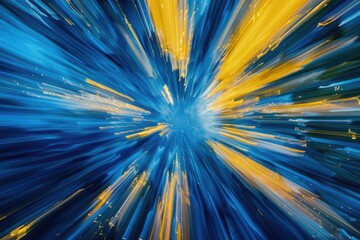 Poster - A bright blue and yellow explosion of stars in the sky, perfect for use in astronomy or science-related projects