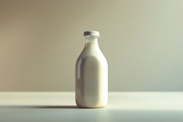 Poster - A bottle of milk placed on a table, a simple scene