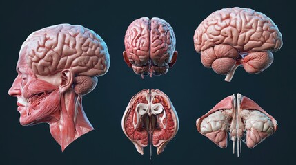Poster - 3D rendering of human male brain anatomy and related organs