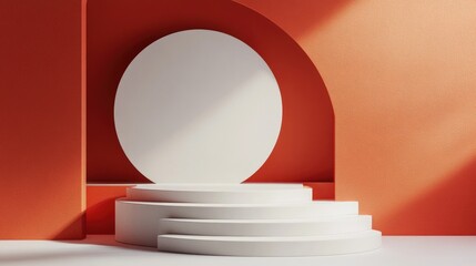 Poster - 3d template featuring round and square empty stages with podium stairs includes pedestal and platfor