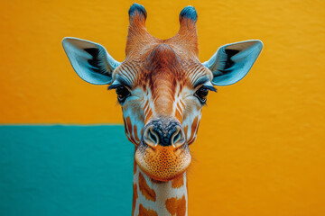 Wall Mural - Giraffe on a white canvas,