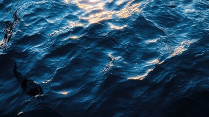 Poster - Close up abstract background featuring the natural reflection of sunlight on water The surface pattern of blue water in a deep sea setting provides a captivating backdrop