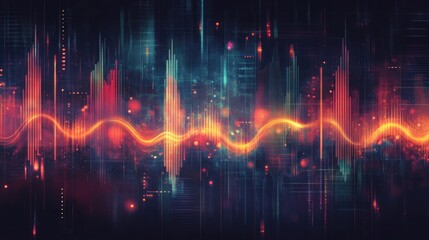 Poster - Abstract audio waveforms illustration featuring a set of sound waves and an equalizer design
