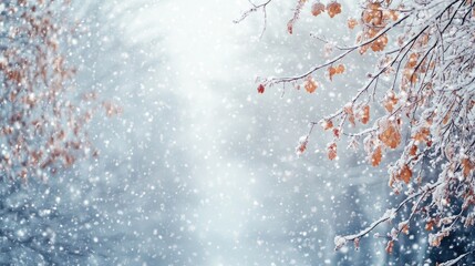 Poster - Abstract background of winter trees adorned with falling snow