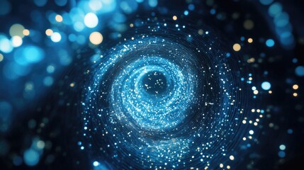 Poster - Abstract blue tunnel background featuring stunning circles and particles