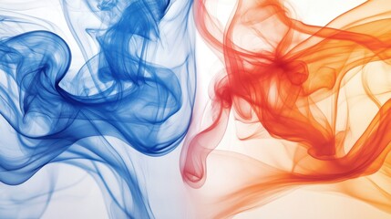 Poster - Abstract colored silky smoke flags representing two distinct entities displayed side by side
