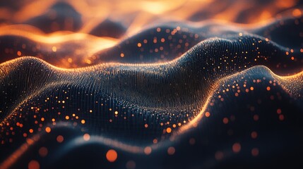 Poster - Abstract digital background featuring dynamic particles Flow of information space Visualization of large data sets in 3D