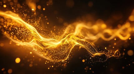 Poster - Abstract golden plasma shapes illuminated against a dark backdrop