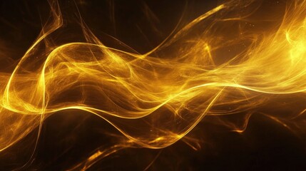 Poster - Abstract golden plasma shapes illuminated against a dark backdrop