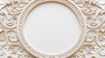 Poster - Decorative borders encircle a white circular frame background