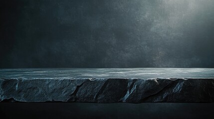 Poster - Dark stone tabletop with a minimal background ideal for product presentation A scene designed for mock up displays in a minimalist style featuring ample copy space